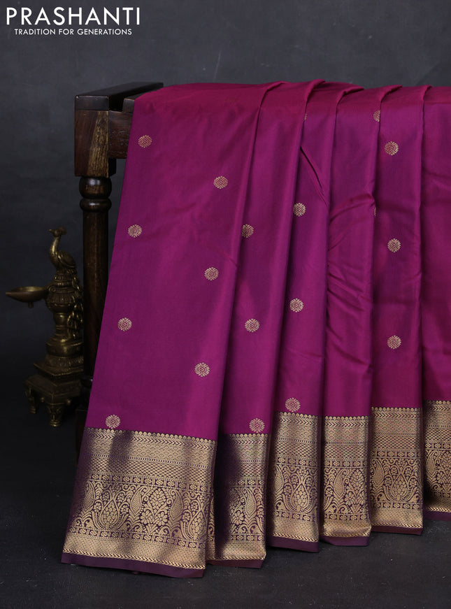 Magenta Pink & Coffee Brown Bangalori Silk - Buttas