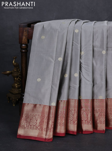 Grey & Maroon Bangalori Silk - Buttas