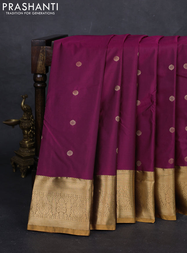 Magenta Pink & Sandal Bangalori Silk - Buttas