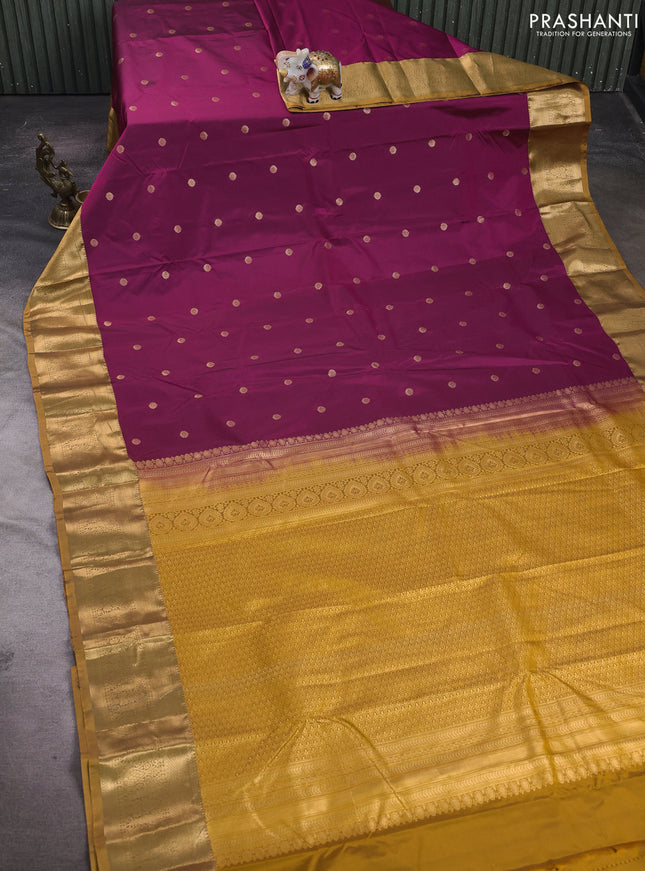 Magenta Pink & Sandal Bangalori Silk - Buttas