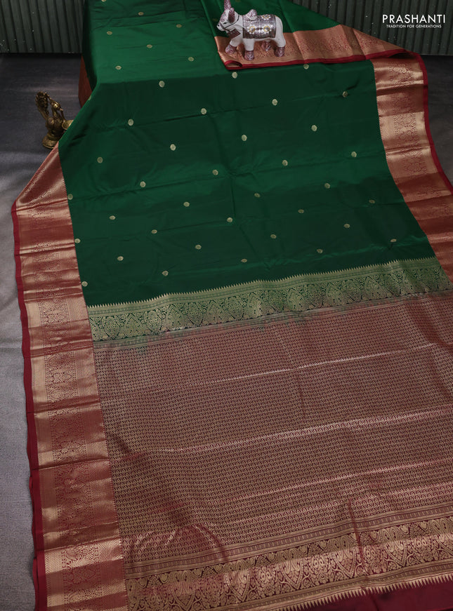 Green & Maroon Bangalori Silk - Buttas