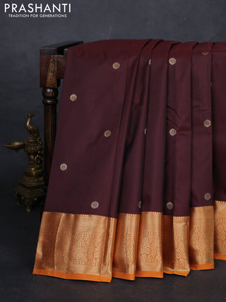 Coffee Brown & Orange Bangalori Silk - Buttas