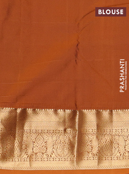 Coffee Brown & Orange Bangalori Silk - Buttas