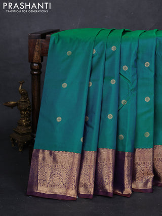 Green & Coffee Brown Bangalori Silk - Buttas