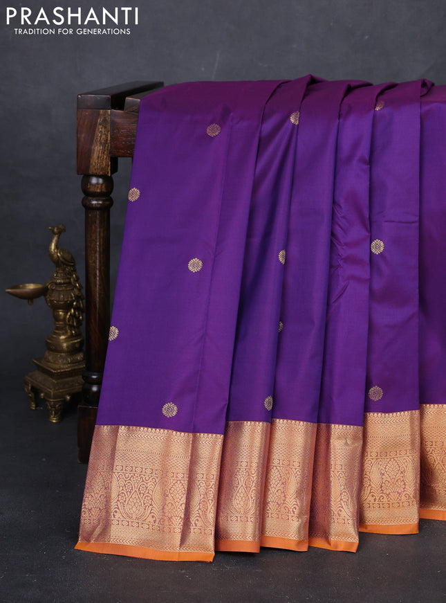 Violet & Orange Bangalori Silk - Buttas