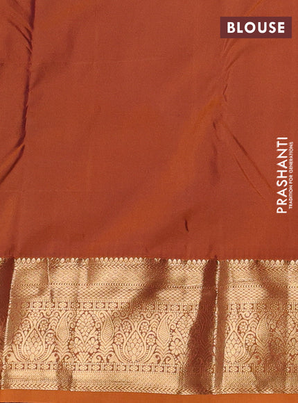 Coffee Brown & Orange Bangalori Silk - Buttas