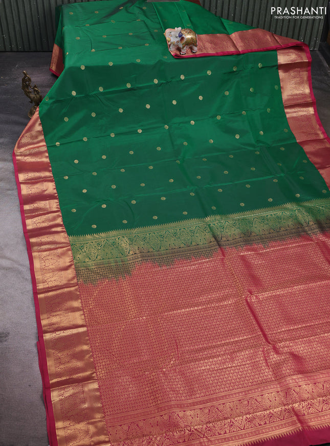 Green & Magenta Pink Bangalori Silk - Buttas