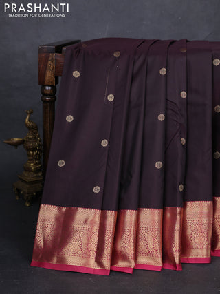 Coffee Brown & Magenta Pink Bangalori Silk - Buttas