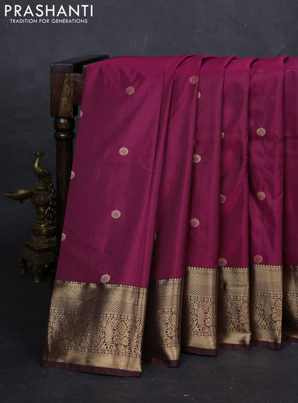 Magenta Pink & Coffee Brown Bangalori Silk - Buttas
