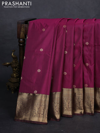 Magenta Pink & Coffee Brown Bangalori Silk - Buttas