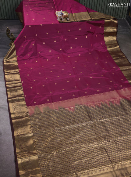 Magenta Pink & Coffee Brown Bangalori Silk - Buttas