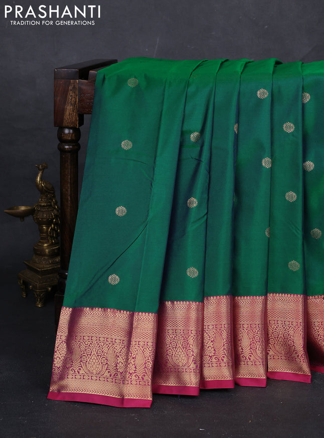 Green & Pink Bangalori Silk - Buttas