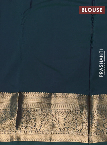 Navy Blue & Bottle Green Bangalori Silk - Buttas