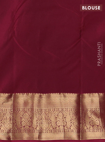 Mustard Green & Maroon Bangalori Silk - Buttas