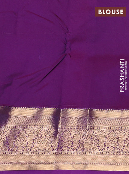 Peacock Green & Purple Bangalori Silk - Buttas