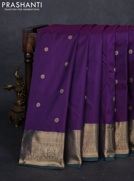 Violet & Bottle Green Bangalori Silk - Buttas