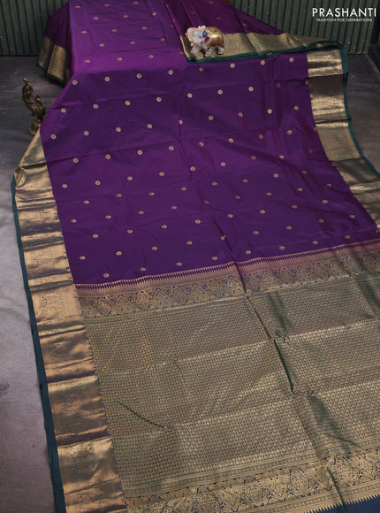 Violet & Bottle Green Bangalori Silk - Buttas