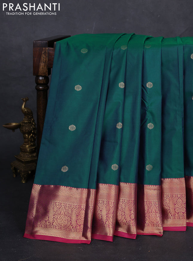 Green & Pink Bangalori Silk - Buttas