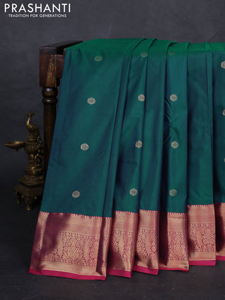 Green & Pink Bangalori Silk - Buttas