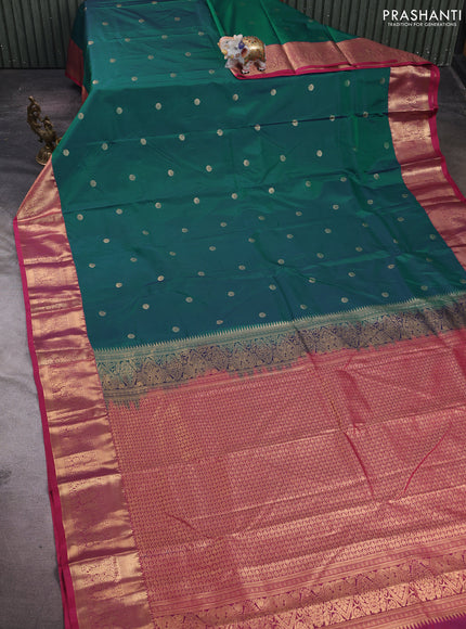 Green & Pink Bangalori Silk - Buttas