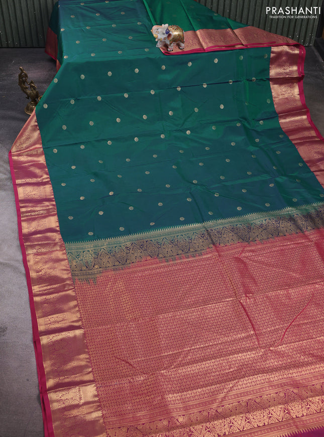 Green & Pink Bangalori Silk - Buttas