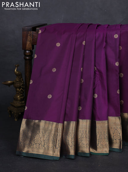 Violet & Bottle Green Bangalori Silk - Buttas