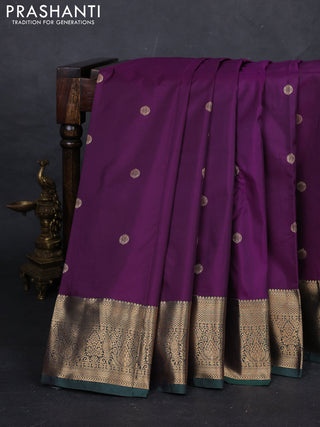 Violet & Bottle Green Bangalori Silk - Buttas