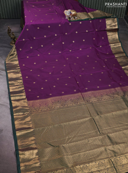 Violet & Bottle Green Bangalori Silk - Buttas