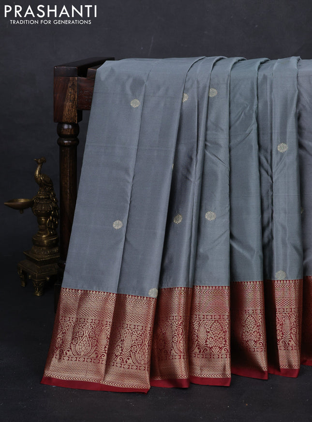 Grey & Maroon Bangalori Silk - Buttas