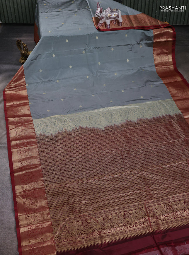 Grey & Maroon Bangalori Silk - Buttas
