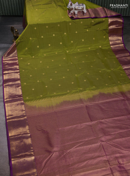 Mehendi Green & Purple Bangalori Silk - Buttas