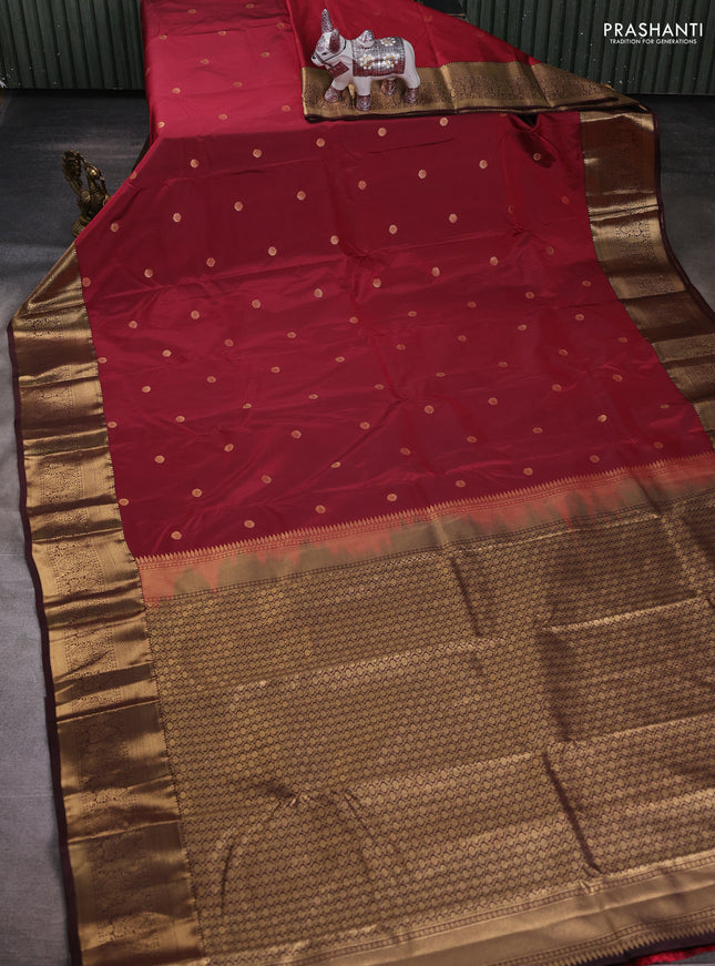 Maroon & Coffee Brown Bangalori Silk - Buttas