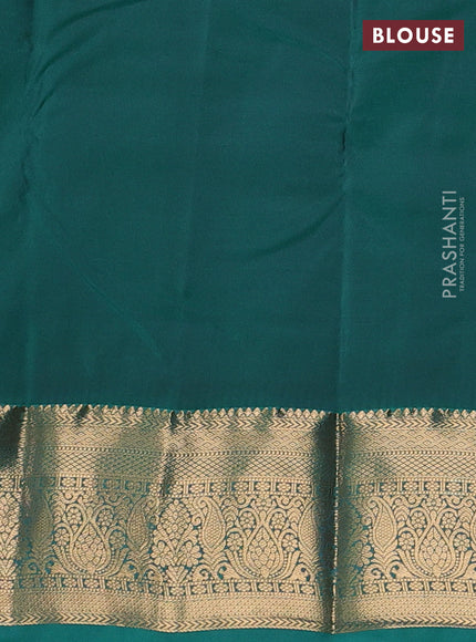 Violet & Teal Green Bangalori Silk - Buttas