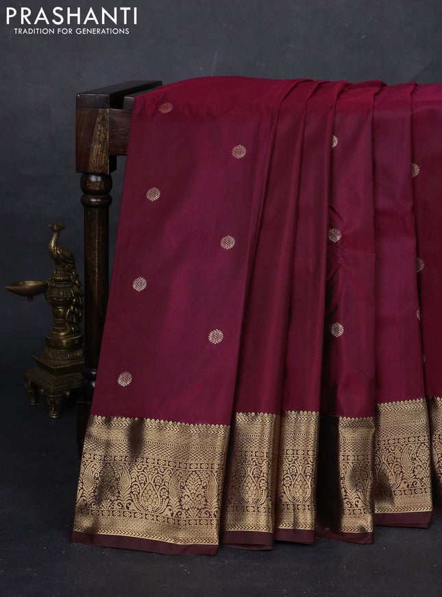 Maroon & Coffee Brown Bangalori Silk - Buttas