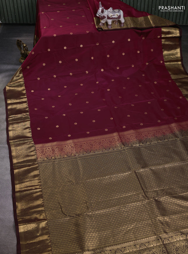 Maroon & Coffee Brown Bangalori Silk - Buttas