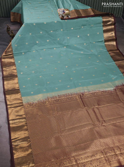 Pastel Green & Coffee Brown Bangalori Silk - Buttas
