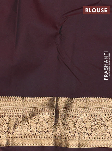 Pastel Green & Coffee Brown Bangalori Silk - Buttas