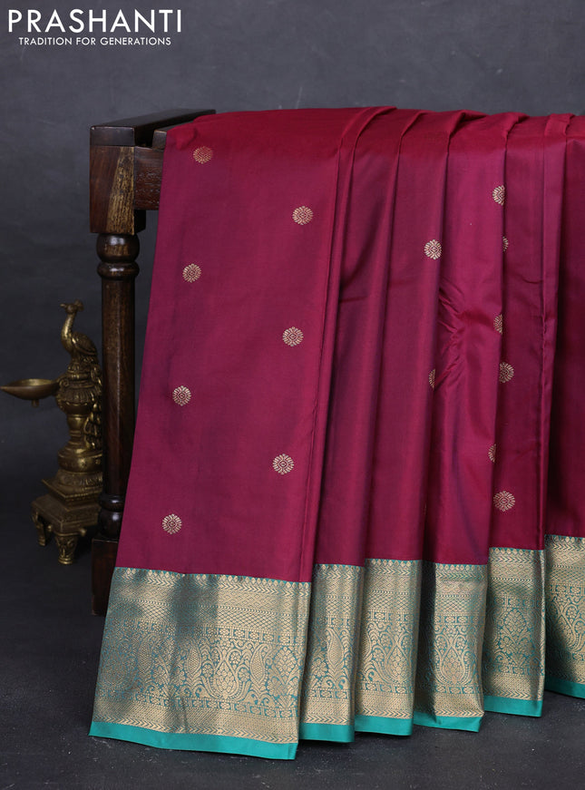 Magenta Pink & Teal Green Bangalori Silk - Buttas
