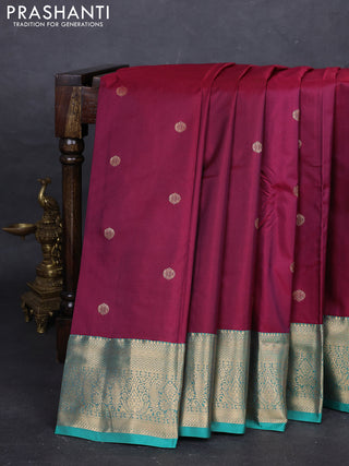 Magenta Pink & Teal Green Bangalori Silk - Buttas