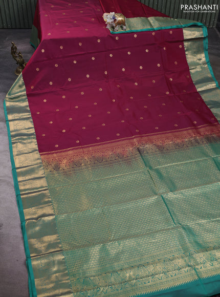 Magenta Pink & Teal Green Bangalori Silk - Buttas