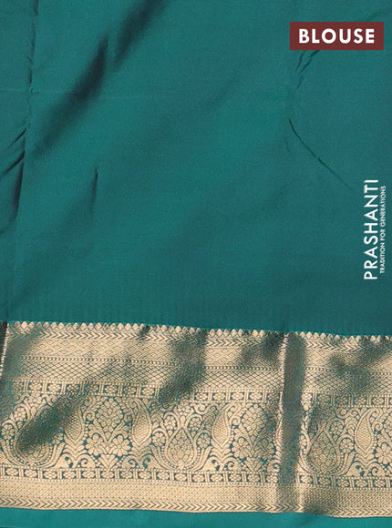 Magenta Pink & Teal Green Bangalori Silk - Buttas