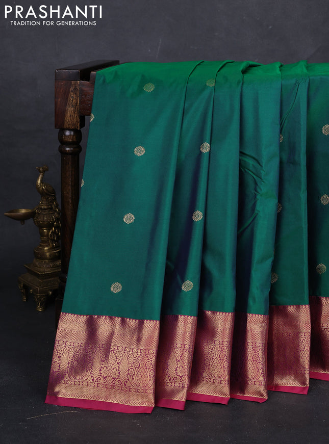 Green & Pink Bangalori Silk - Buttas