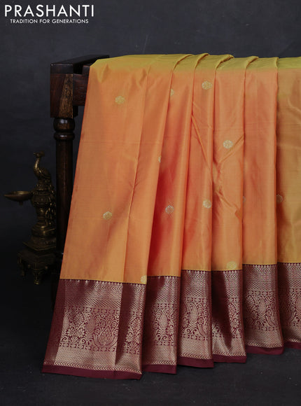 Mustard Yellow & Maroon Bangalori Silk - Buttas