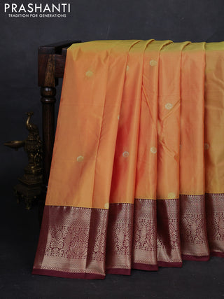 Mustard Yellow & Maroon Bangalori Silk - Buttas