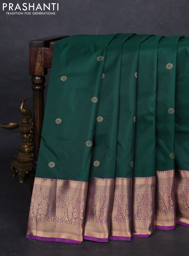 Green & Purple Bangalori Silk - Buttas