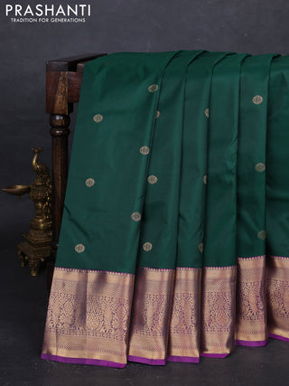 Green & Purple Bangalori Silk - Buttas