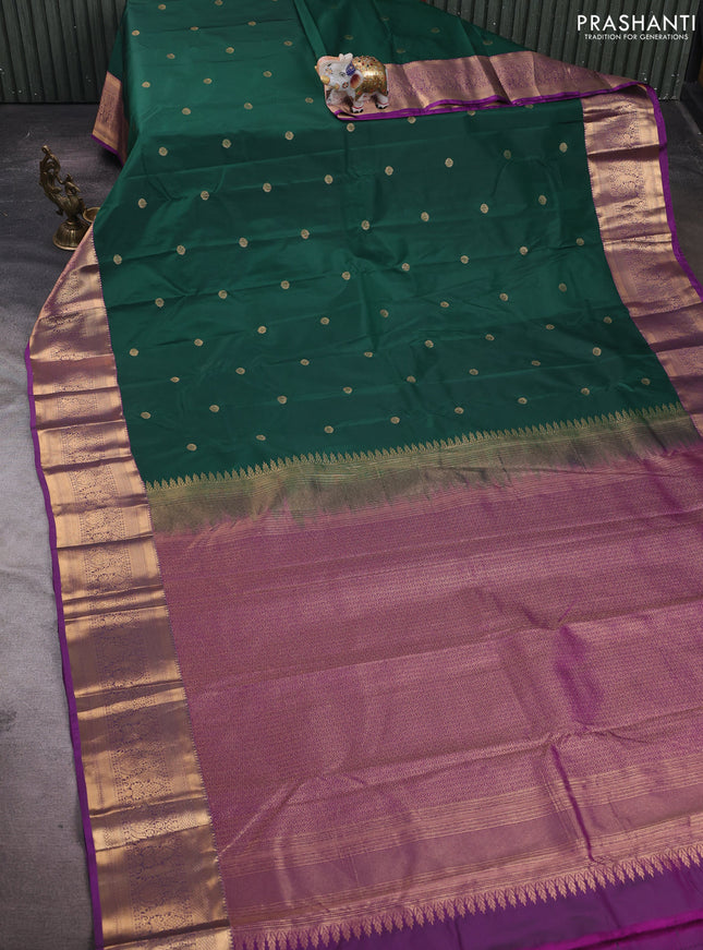 Green & Purple Bangalori Silk - Buttas