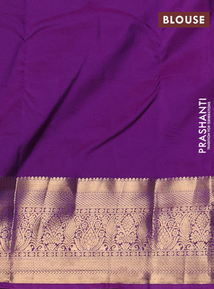 Bottle Green & Purple Bangalori Silk - Buttas