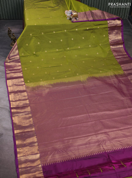 Mehendi Green & Purple Bangalori Silk - Buttas