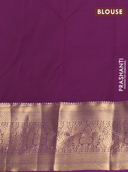 Mehendi Green & Purple Bangalori Silk - Buttas